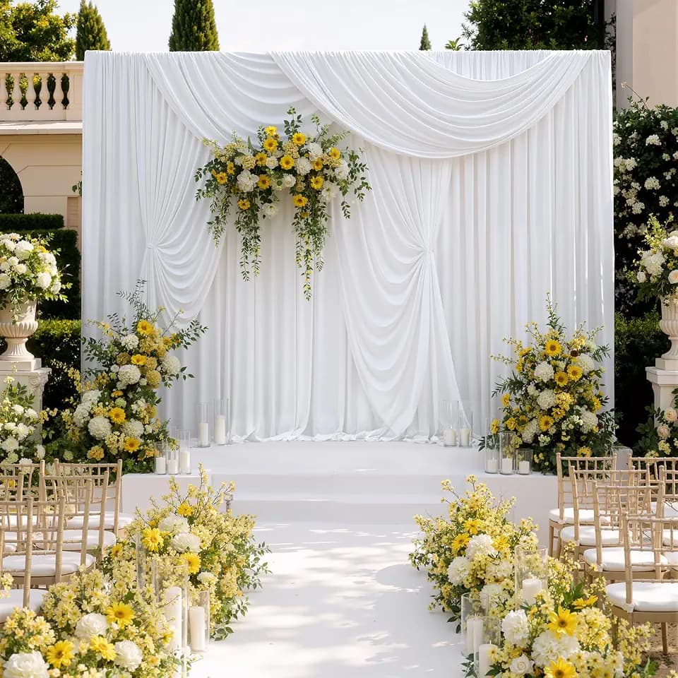 30x10FT White Backdrop Curtains, Polyester Back Drop for Parties