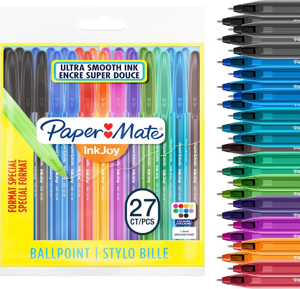 Paper Mate InkJoy 100ST Kugelschreiber | mittlere Spitze (1,0 mm) | farblich sortiert | 27 Stück