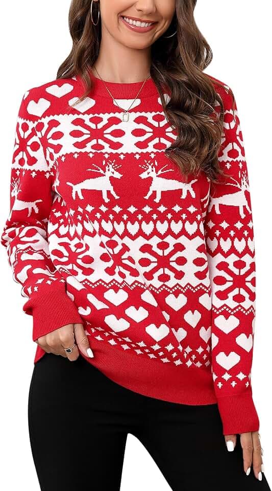 Clearlove Damen Weihnachten Pullover Weihnachtspullover Christmas Strickpullover Christmas Sweater