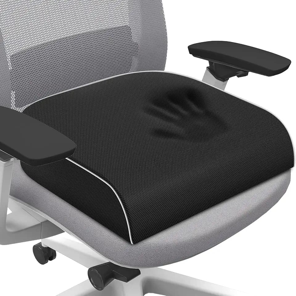 SweetSlubr Memory Foam Seat Cushion, Office Chair Cushion, 3-Inch, Large