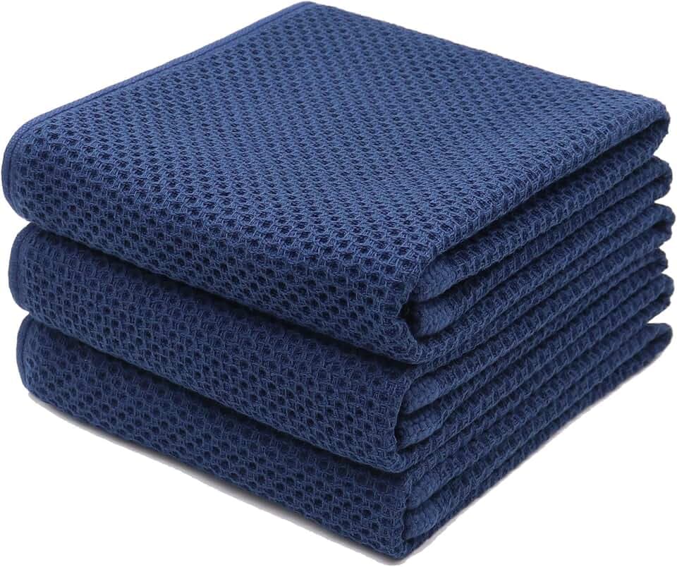 Mia'sDream Cotton Hand Towels, 13”x28”, 3 Pack, Navy Blue Bath Towels