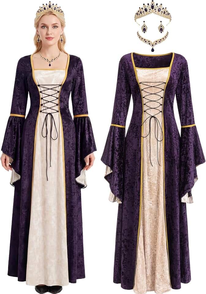 Mepase Medieval Dress for Women Queen Renaissance Costume