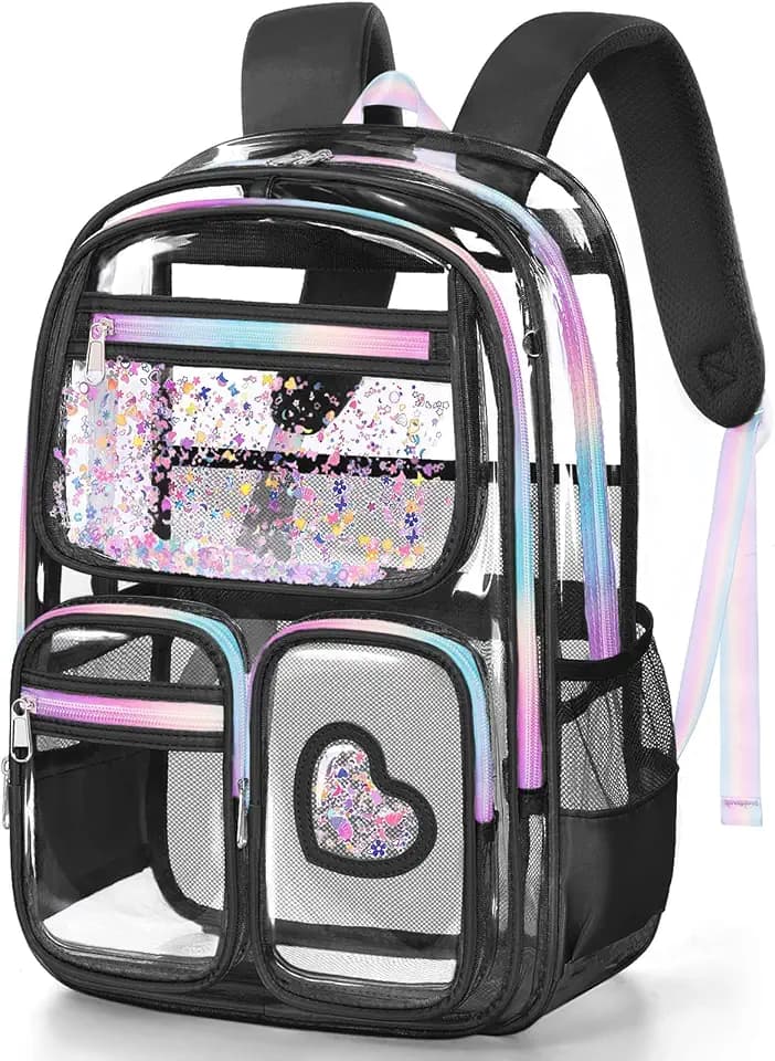 Fimibuke Clear Backpack for Girls, Transparent Kids Backpack for Teen Girls