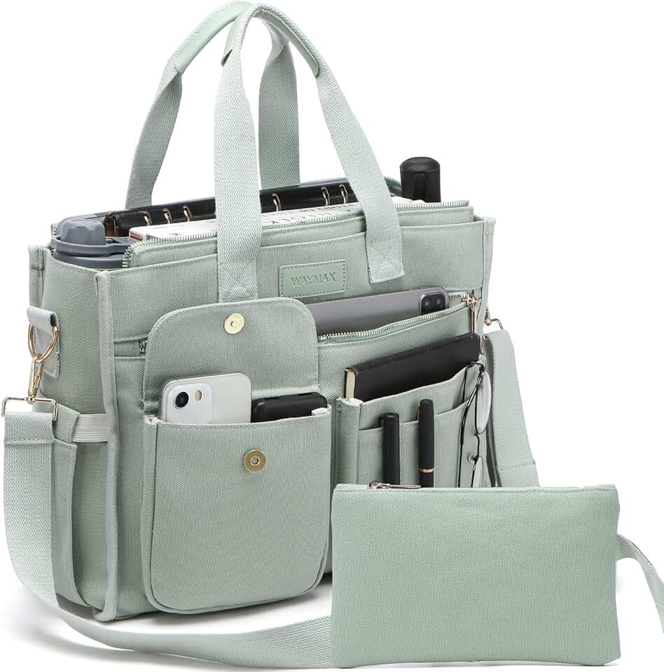 Large Canvas Tote Bag Set for Women, Work Teacher College Travel Shoulder Handbags, Crossbody Laptop Purse