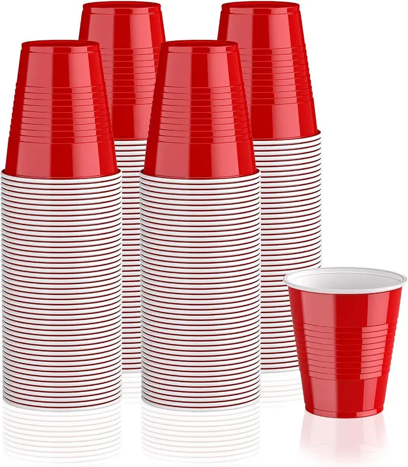 Lilymicky 240 Pack 12 oz Red Plastic Cups, Disposable Party Plastic Cups