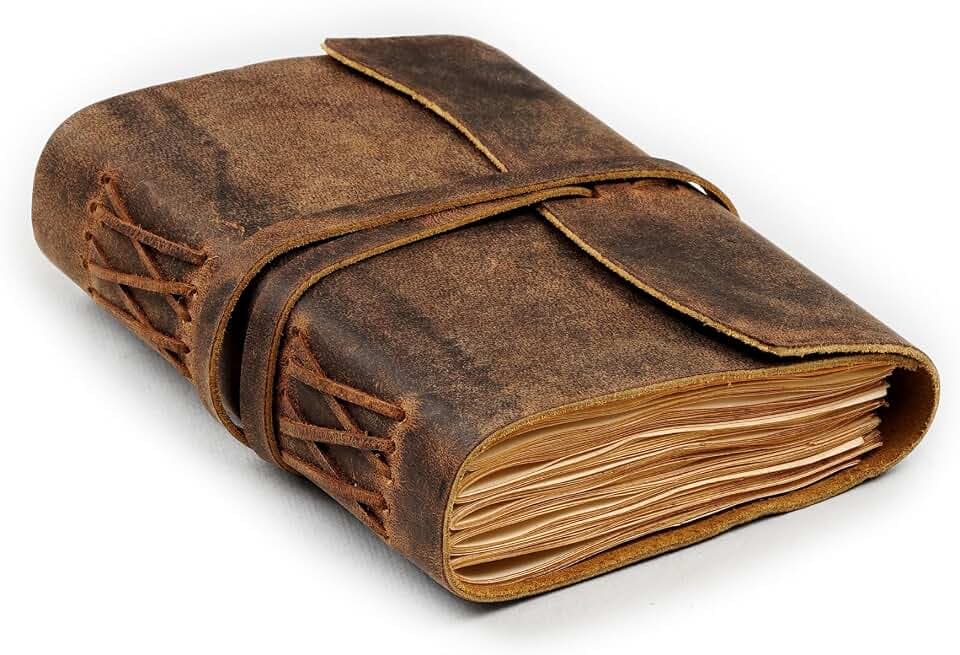 LEATHER VILLAGE Leather Bound Journal-7"X5"-Rustic Brown