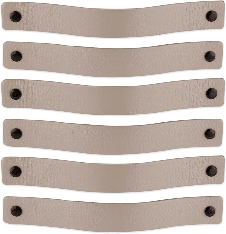 Brute Strength – Ledergriffe für Möbel – 20 x 2,5 cm – Hellgrau – 12 Stück