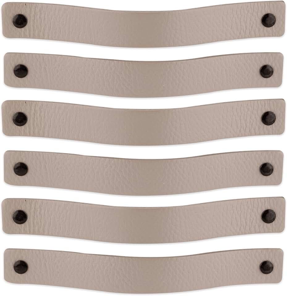 Brute Strength – Ledergriffe für Möbel – 20 x 2,5 cm – Hellgrau – 6 Stück