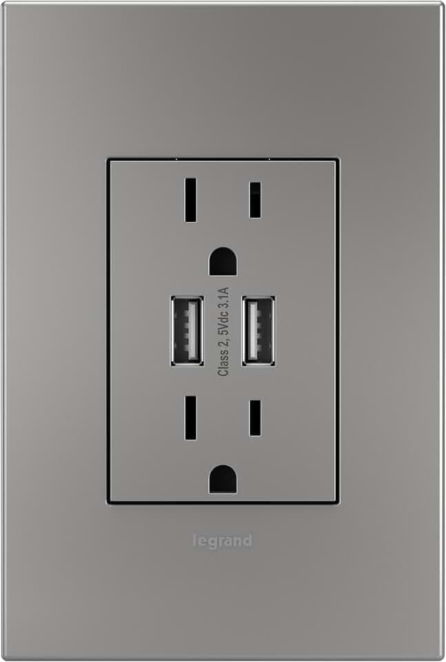 Legrand adorne Dual-USB Multi-Outlet (Magnesium Finish), ARTRUSB153M4