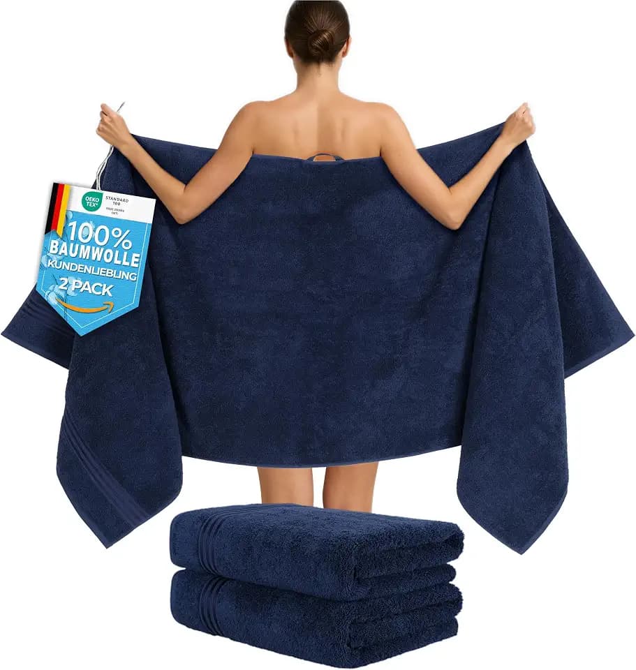 Hammetex Saunahandtuch 2er Set 80x200 cm, XL Duschtuch, 100% Baumwolle