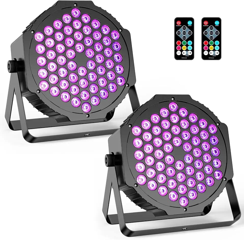 60LEDs 90W RGB DJ Par Lights for Home Party 2-Pack