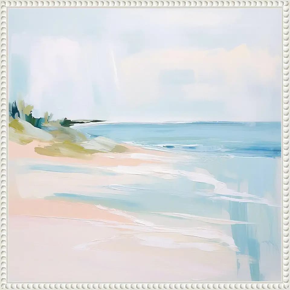 Amanti Art Framed Canvas Wall Art 22x22 Reflection of Beach No. 2 by Irena Orlov, Framed Wall Art Canvas, Beach Artwork, Traditional Decor, Medium Poster Painting for Living Room, Bedroom, Bathroom