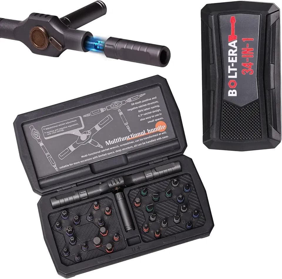 34 in 1 Magnetic Screwdriver Set, Magnetic Ratchet Screwdriver Set with Multi-Bit Ratcheting Handle & Bit Magnetizer, Compact Repair Tool Kit with Storage Case for Furniture, Computer, Bicycle and DIY