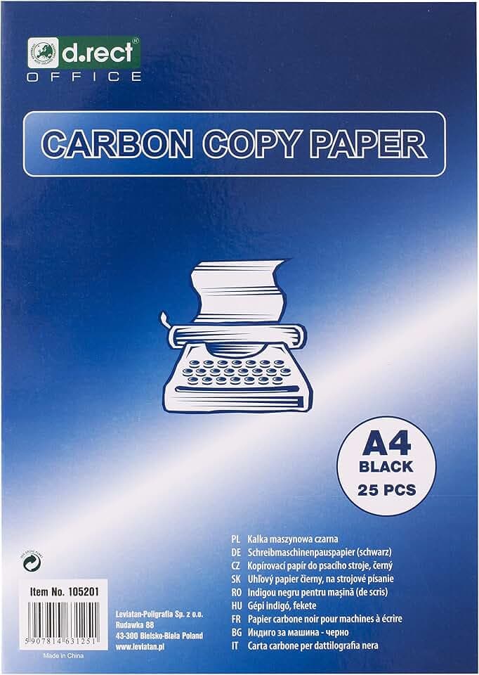 D.RECT Carbon Paper, schwarzschreibend, DIN A4, 25 Blatt/Packung