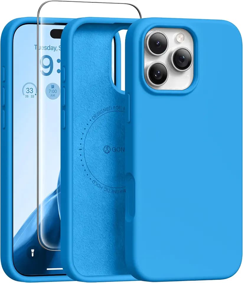 GONEZ Magnetic for iPhone 16 Pro Max Case, Silicone Cover Wave Blue
