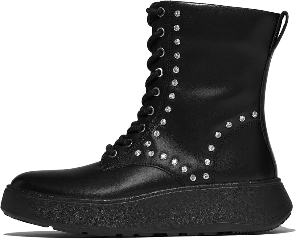 Fitflop Damen F-mode Gem-trim Leather Lace-up Ankle BootsStiefelette