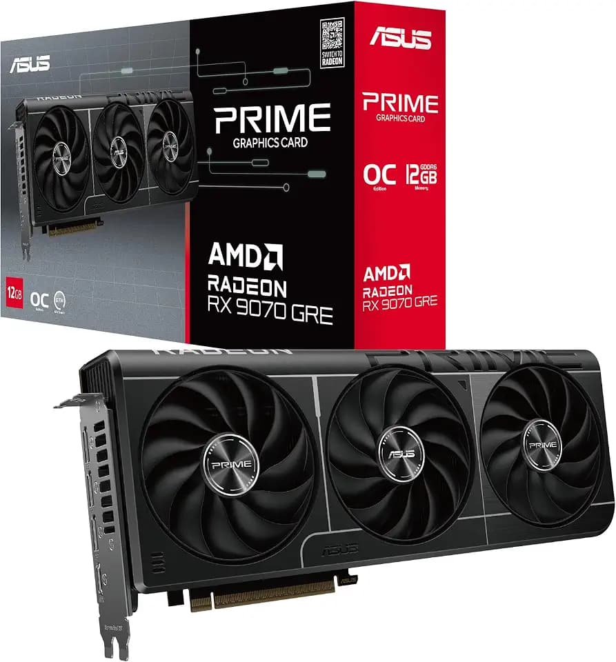 ASUS Prime Radeon™ RX 9070 GRE EVO OC Edition Graphics Card (PCIe 5.0, HDMI/DP 2.1, 2.5-Slot Design, axial-tech Fans, Dual Ball Fan Bearings, Dual BIOS, GPU Guard)