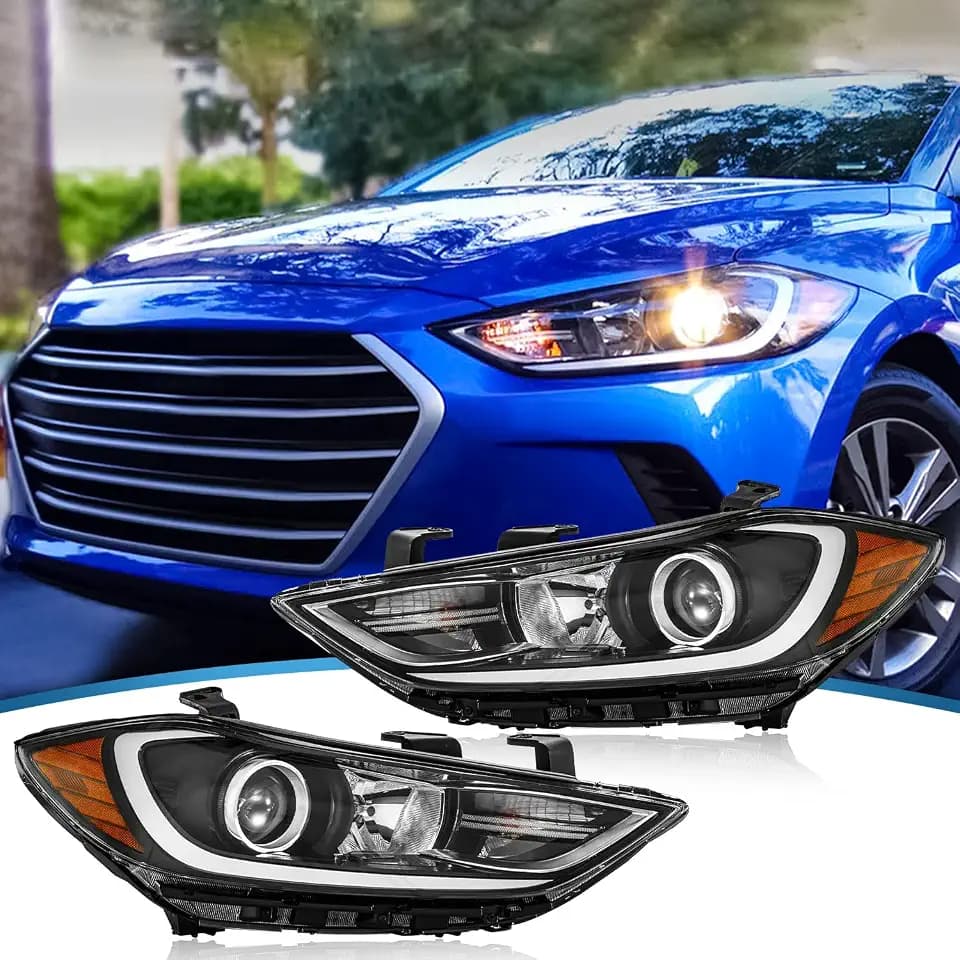 Compatible with 2017-2018 Hyundai Elantra Headlight Without Parking Lamp Halogen & Projector Type 92101-F3010,92102-F3010(Driver & Passenger Side)