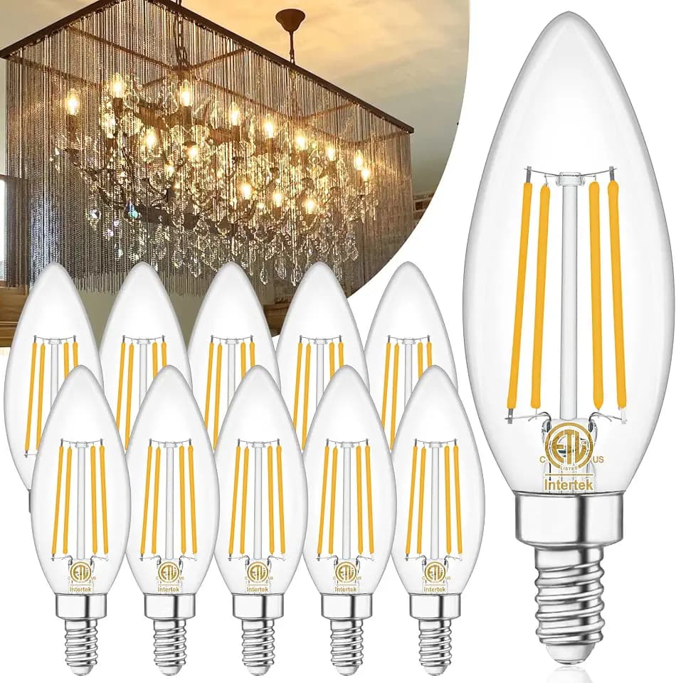 10 Pack E12 LED Light Bulb 60W Equivalent 2700K Warm White for Chandelier