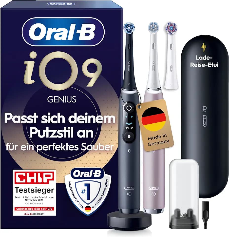 Oral-B iO Series 9 Elektrische Zahnbürste, Doppelpack, Schwarz/Rosa