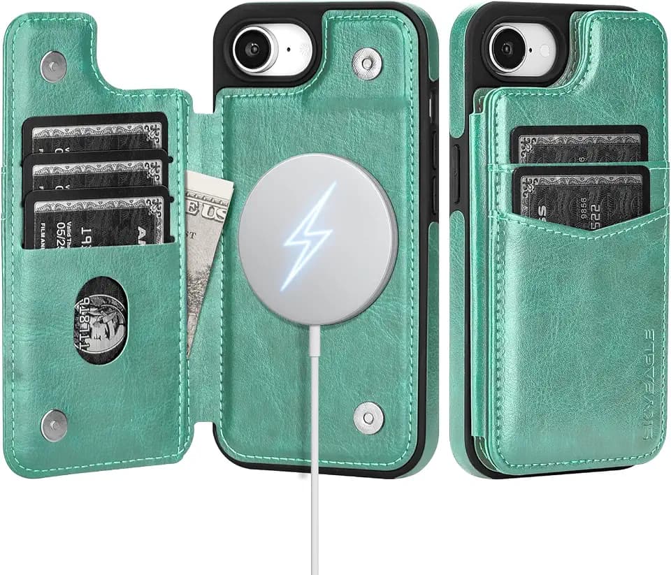 SkyEagle Compatible with MagSafe iPhone 17e / 16e Case Wallet,Green