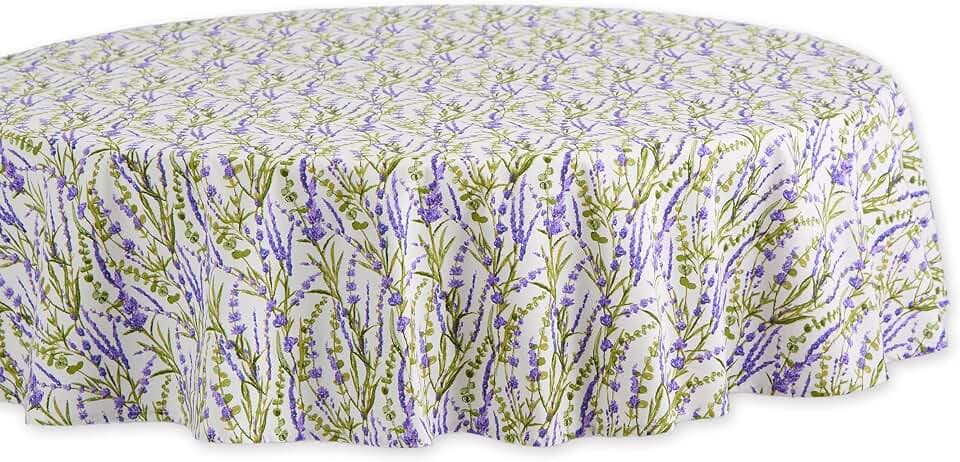 DII Lavender Fields Tabletop Collection Cotton Woven, Tablecloth, 70" Round