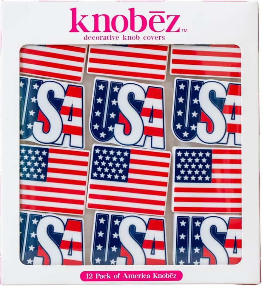 Knobēz 12pk Decorative Knob Covers - America Patriotic Seasonal Decorations