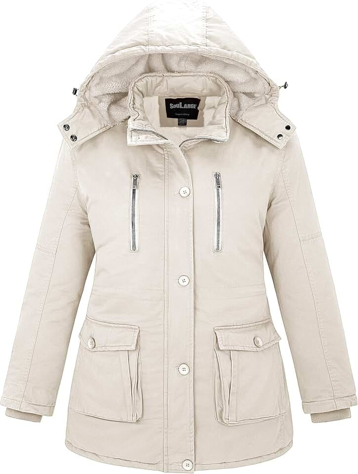 Soularge Women's Winter Plus Size Thicken Cotton Coat with Hood