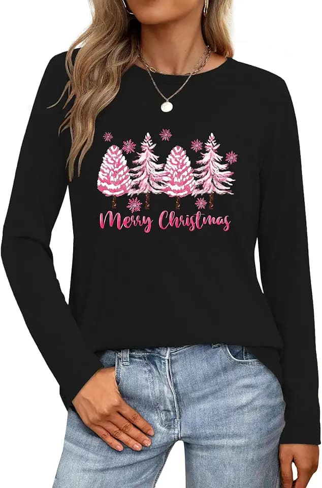 Christmas Shirts for Women Long Sleeve Christmas Tree Shirts