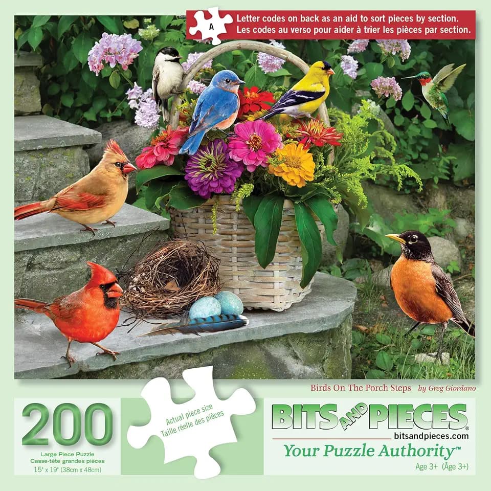 Bits and Pieces Jigsaw Puzzles for Adults 200 Pieces - Birds on the Porch