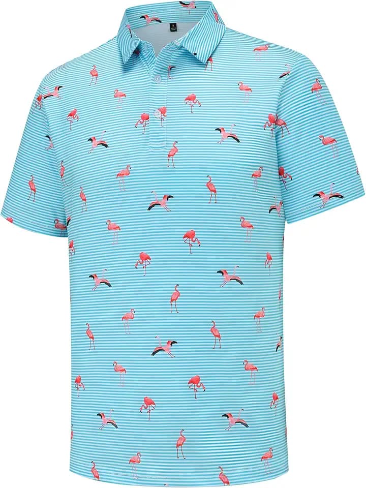 Mens Funny Golf Polo Shirts Short Sleeve Quick Dry Casual Collared Shirt