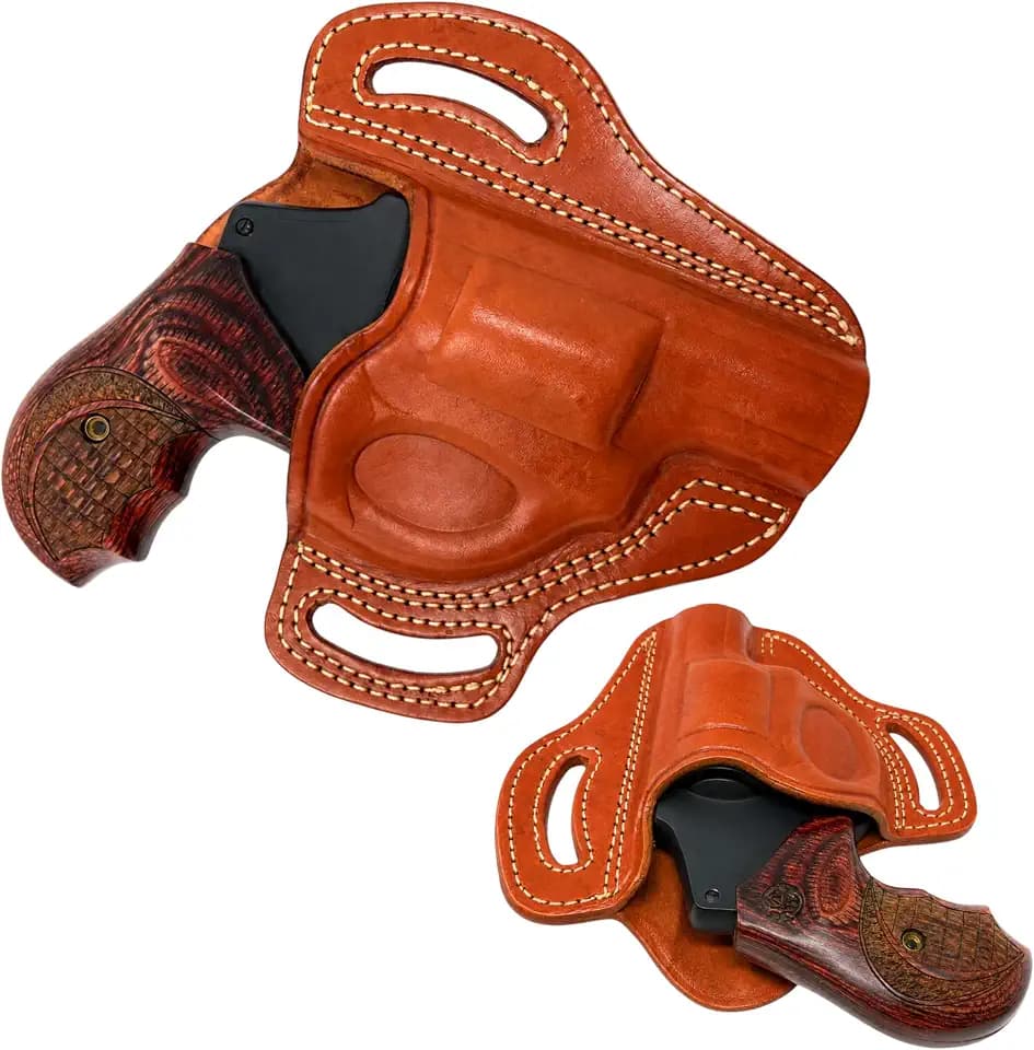 Cardini Leather - Premium Leather IWB Holster for S&W 642, 442, 638 & 637 – J-Frame Snub Nose Revolver Holster (2” Barrel) – Concealed Carry – Fits 5-Shot Compact Revolvers