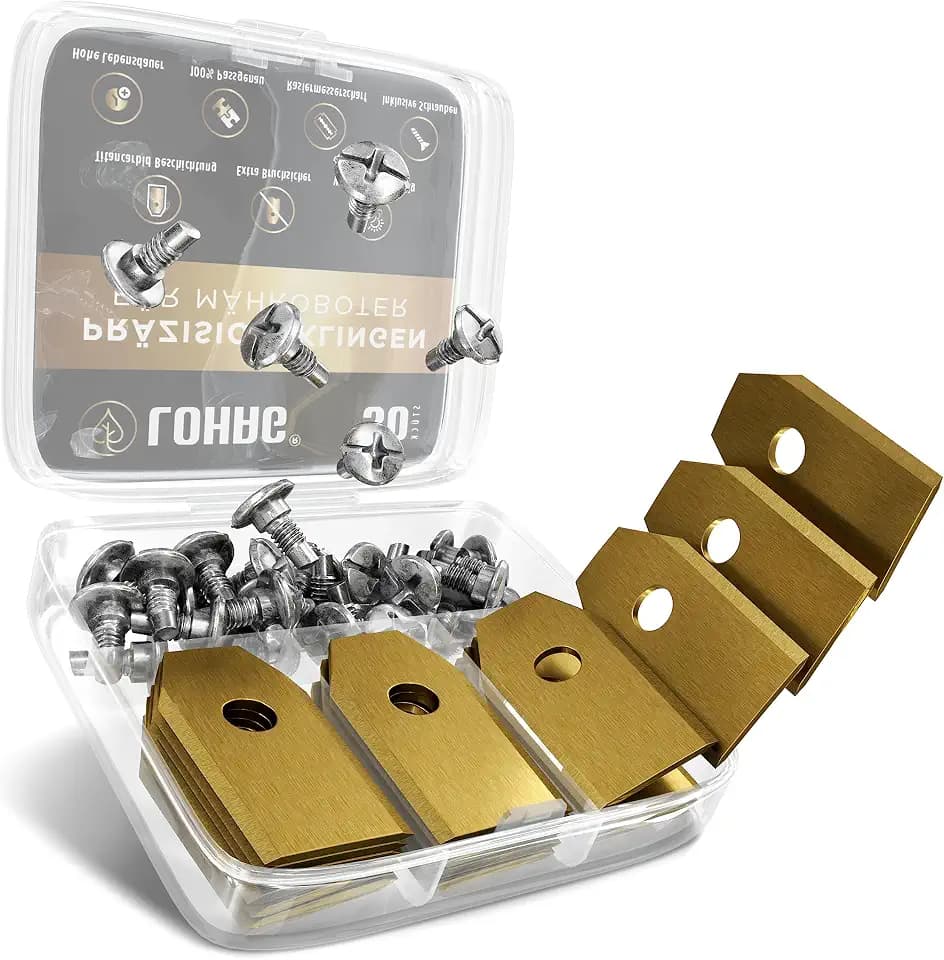 30er Set Premium Mähroboter Messer - Ersatzklingen aus Edelstahl mit Titancarbid-Beschichtung, inkl. Schrauben - Kompatibel mit Husqvarna, Gardena, Yard Force, Ferrex, McChulloch, Navimow
