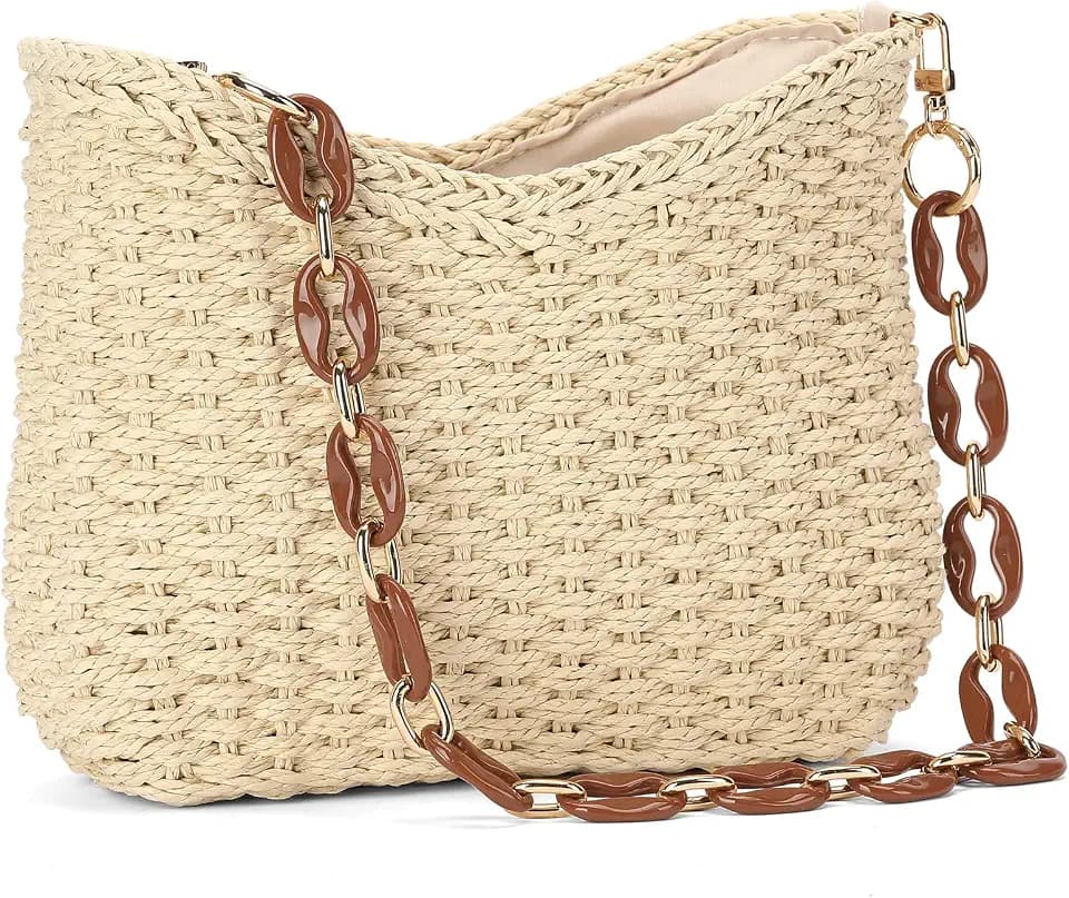 RNIEGA Straw Summer Purses for Women Cute Woven Beach Shoulder Bag for Vacation