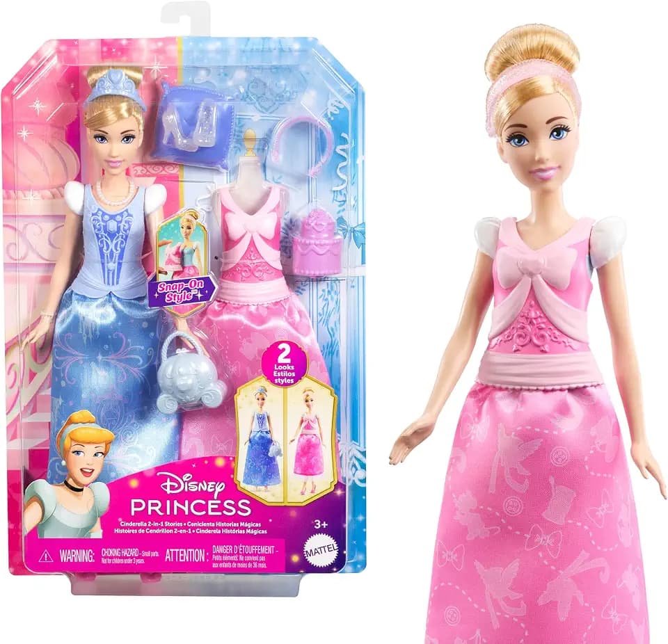 Mattel Disney Princess Cinderella Modepuppe mit 2 Looks
