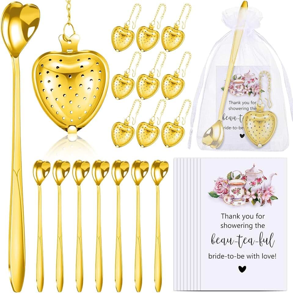 Qinyoung 25 Sets Bridal Shower Tea Party Favors for Guests, Gold