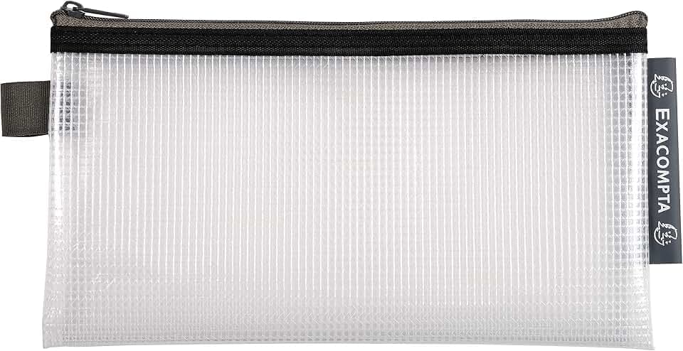 Exacompta - Ref 34130E – Box mit 10 Taschen mit Reißverschluss – aus weichem PP zur Aufbewahrung von Zubehör, Beauty-Accessoires – Aktengröße 10 x 21 cm (DL) – 5 verschiedene Farben