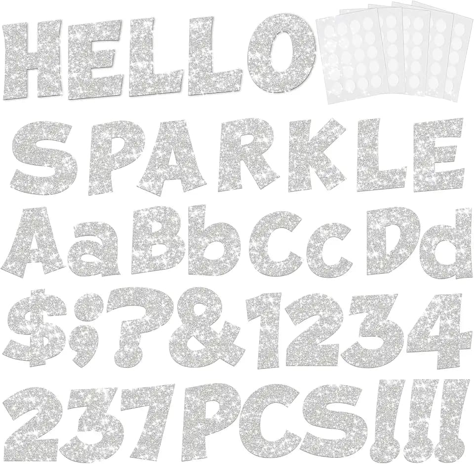 237 Pcs Glitter Bulletin Board Letters, Numbers and Punctuation 4 Inch
