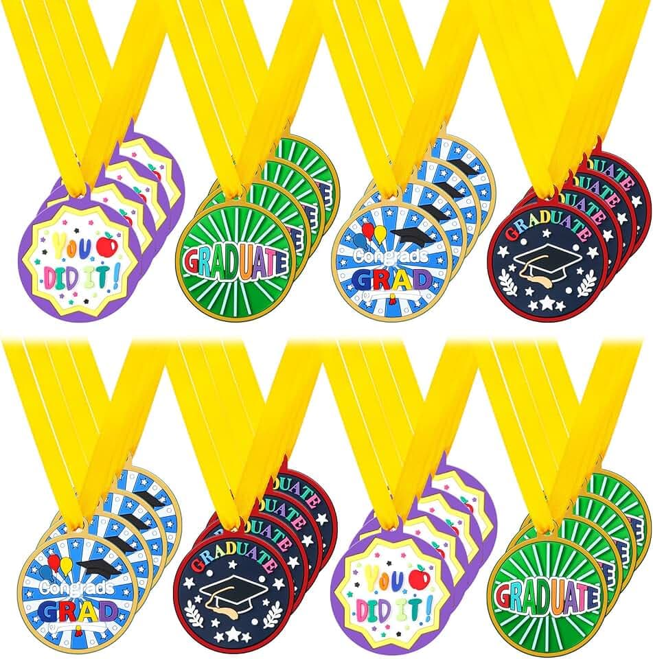 Yunlly 48 Pcs Preschool Graduation Medal for Kids PVC with Ribbons