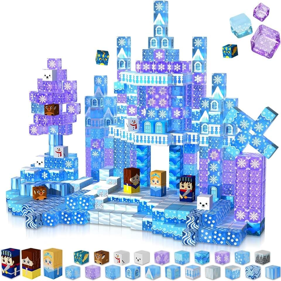 Magneverse Magnetische Bausteine 100 Pcs Bauen Einer eisblaue Zauberwelt