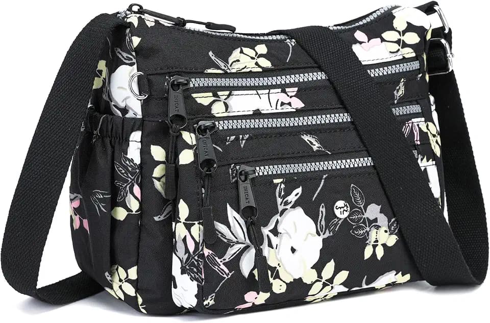 AOCINA Nylon Crossbody Bags for Women Multi Pocket Cross Body Purses