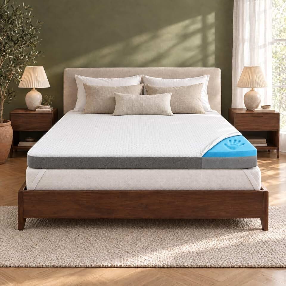 MKS Luxus-Gelschaum Topper 180 x 200 – 2-in-1 H3/H4 Matratzentopper mit 5-Schicht-Komfort, rutschfest & atmungsaktiv – Ergonomische Matratzenauflage für Seiten-, Rücken- & Bauchschläfer