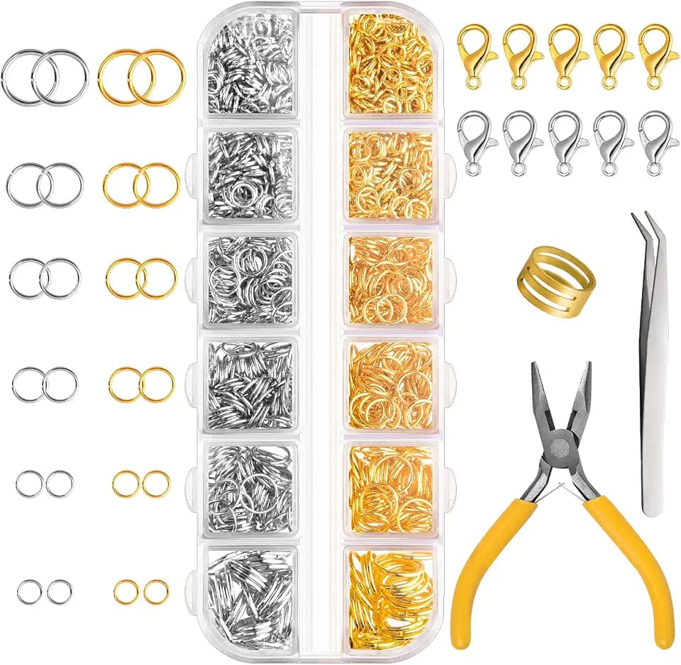 FEPITO 1540 Stück Offene Sprungringe Sprungringe für Schmuckherstellung Zubehör Gold Silber Schmuck Reparaturset mit Karabinerverschlüssen