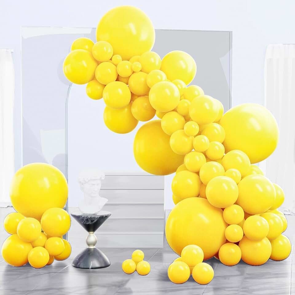 PartyWoo Yellow Balloons 140pcs Matte Yellow Balloons Different Sizes