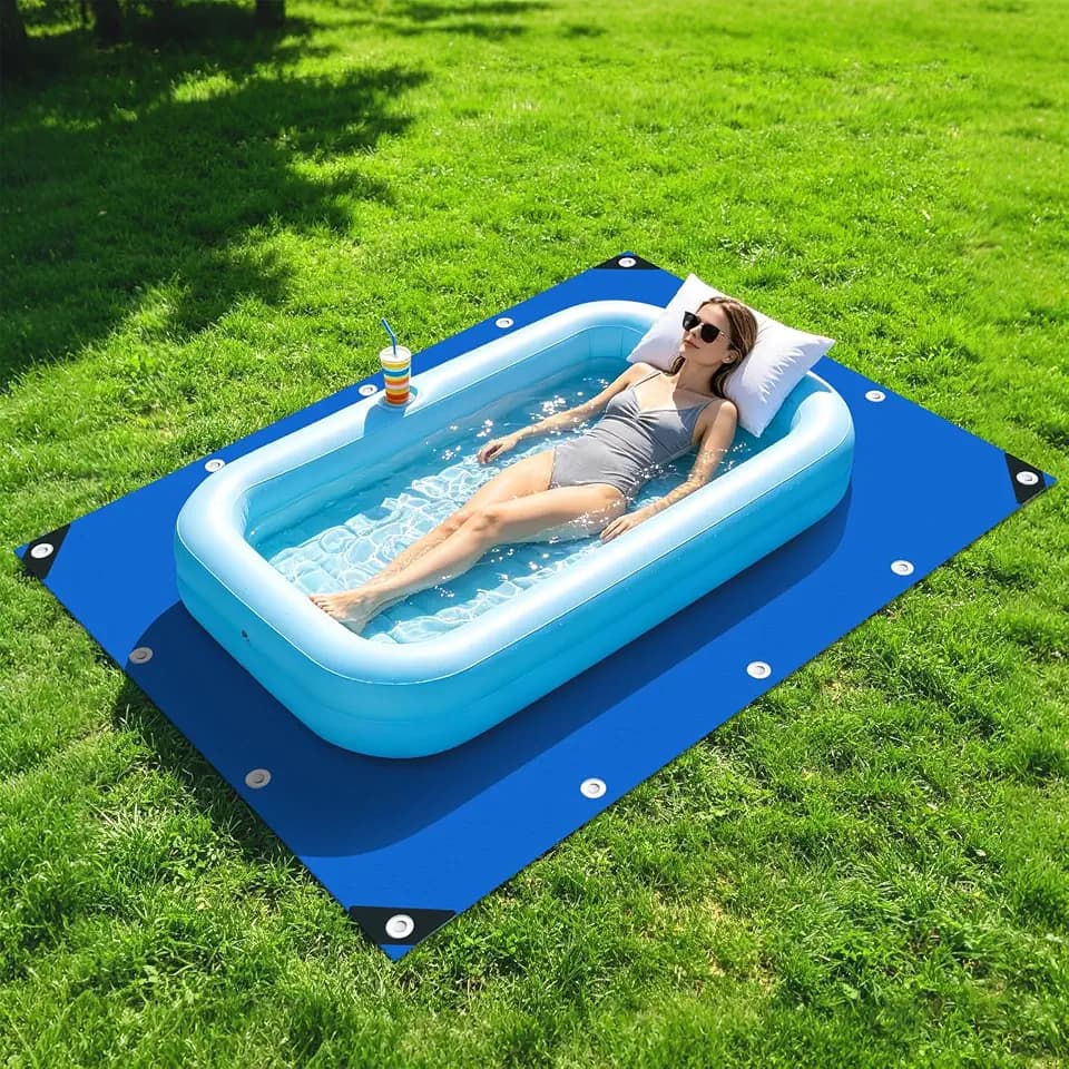Protection Tarp for Inflatable Tanning Pool Lounger Float, Pool Tarp for Pool Floats Adult 6 in 1 Suntan Tub Float Mat, Pool Liner Pad for Sunbathing Water Bed Lounge