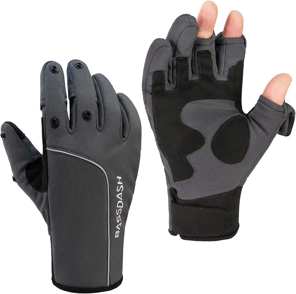 Bassdash WintePro Isolierte Angelhandschuhe wasserabweisend mit Fleecefutter Kaltes Wetter Winterhandschuhe für Männer Frauen Idee für Eisfischen Jagd Fotografie Wandern