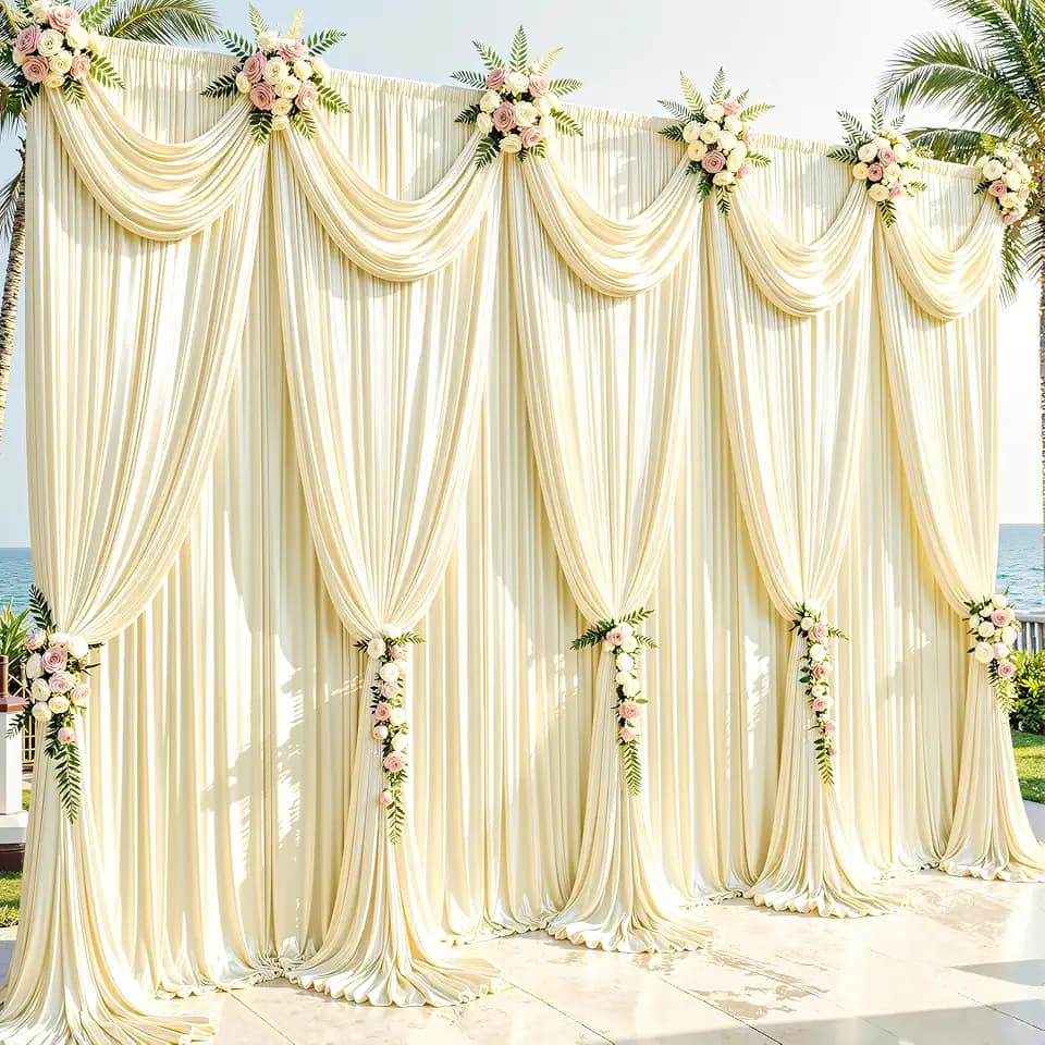 40x10ft Champagne Glitter Backdrop Curtain for Parties, Wrinkle Free Satin Photo Backdrop Drapes 8 Panels 5x10FT Shimmer Back Drop Cloth for Wedding Birthday Baby Shower Photography Background Decor