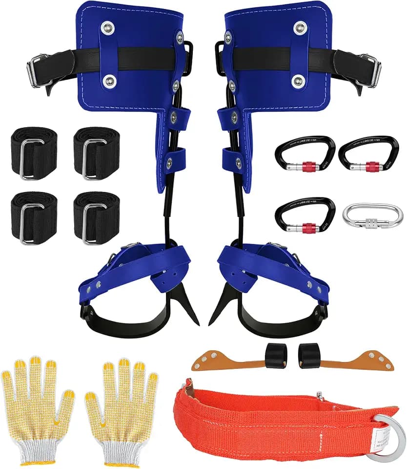 Tree Climbing Spikes Set, 350lbs Load Capacity,1 Pair Climbing Spurs, Tree Climbing Gear with Straps and Spike Protectors, Arborist Equipment for Climbers, Hunting, Lumberjack