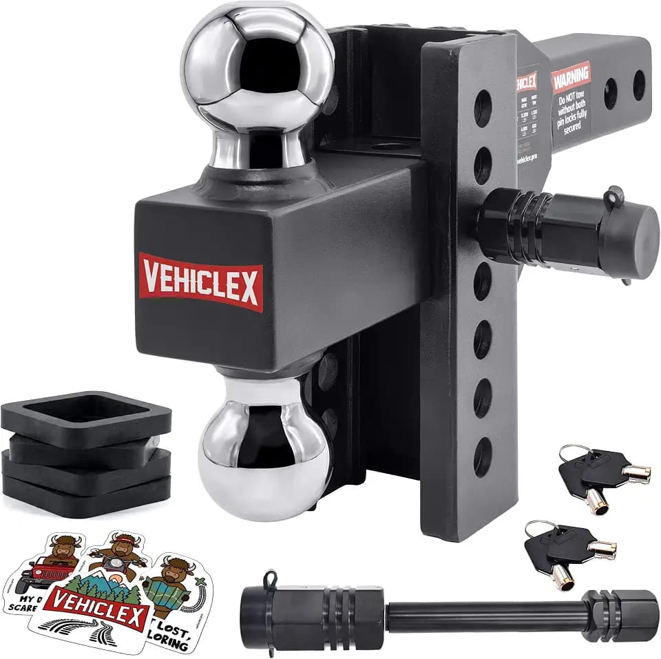 Vehiclex 6" Adjustable Drop Hitch for 2" Receiver, Dual-Ball