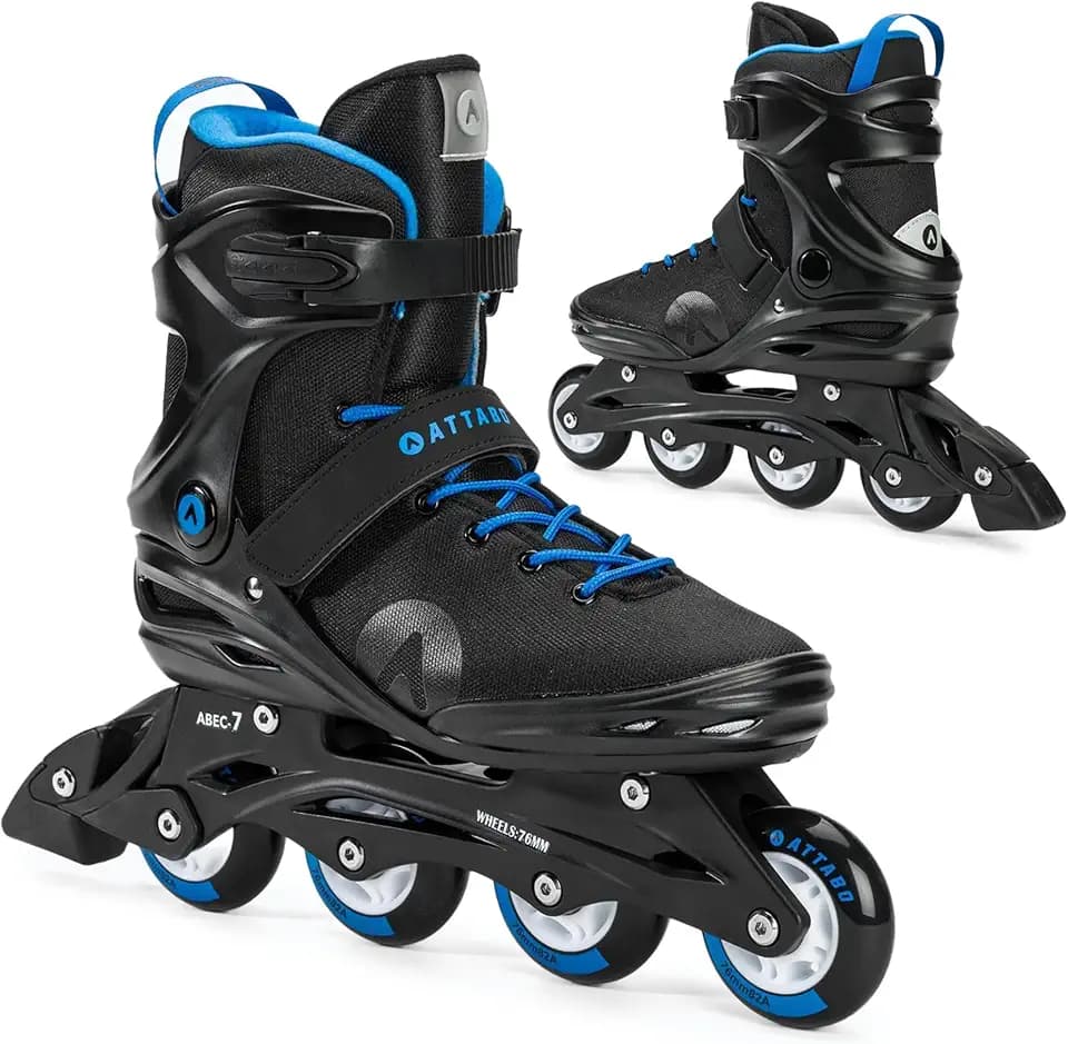 ATTABO Fitness Inline Skates Herren Cyclone Größe 40-46 EU Inliner Rollschuhe mit ABEC-7-Lager Räder PU 82A Halbharte TPR Komfort Stabilität Dreifache Anpassung Roller Skates für Männer Schwarz/Blau